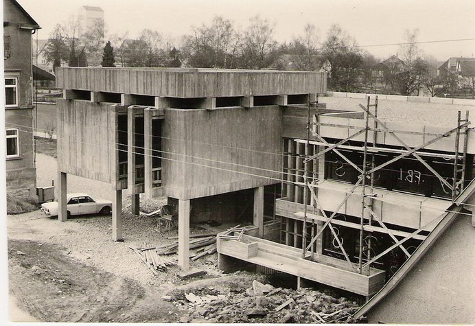 Baustelle des rathauses als es 1972 gebaut wurde